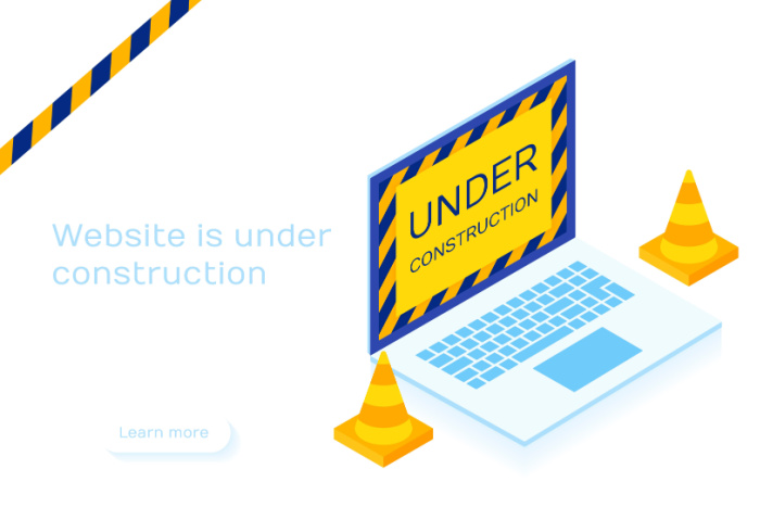 Tegning av PC med teksten "Under construction"