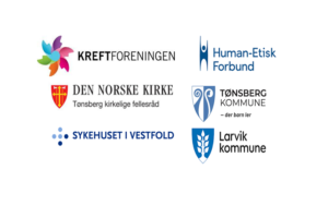 Bilde viser logo til : Larviuk kommune, Tønsberg kommune, sykehuset i Vestfold, kreftforendingen, humanetisk forbund og den norske kirke tønsberg kirkelige fellesråd.