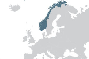 Illustrasjon: Shutterstock, Norgeskart markert i blått