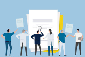 Illustrasjon av flere mennesker som ser og studerer en rapport Illustrasjon: Shutterstock
