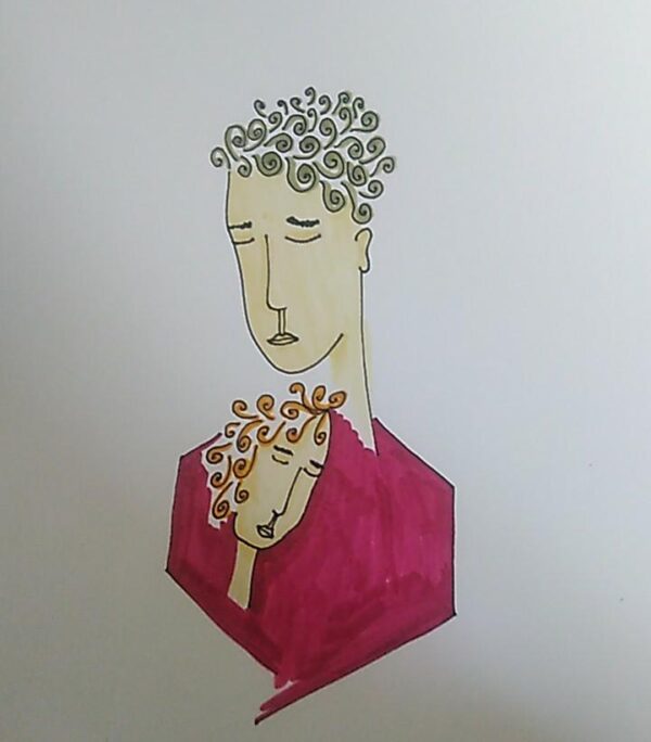 Illustrasjon av menneske med blomster på hodet