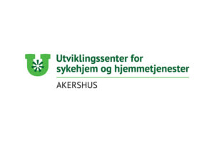 Logo der det står Utviklingssenter for sykehjem og hjemmetjenester Akershus.
