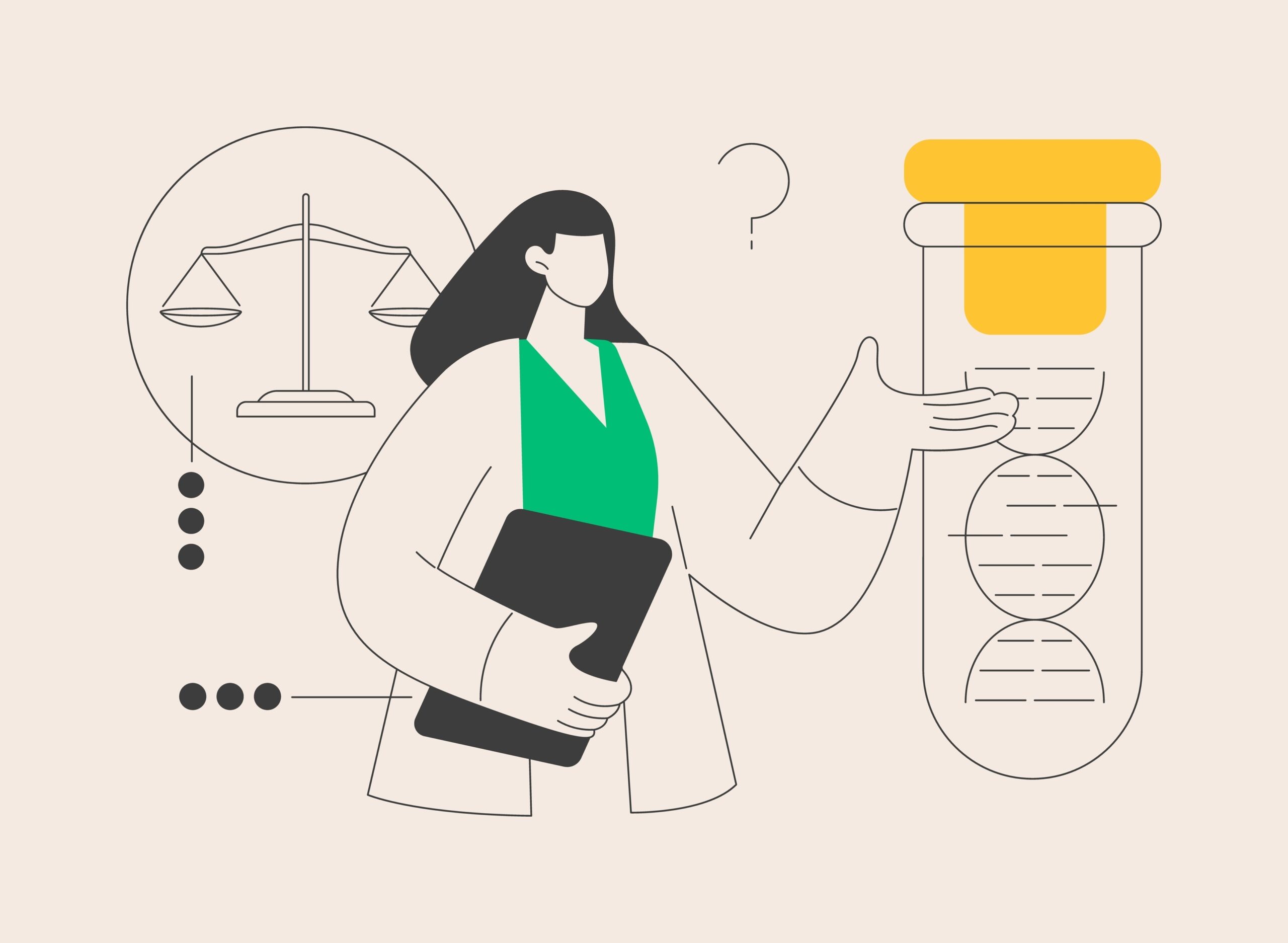 Bioethics,Abstract,Concept,Vector,Illustration.,Medical,Ethics,,Biological,Research,,Dna, illustrasjon angående medisinsk etikk.