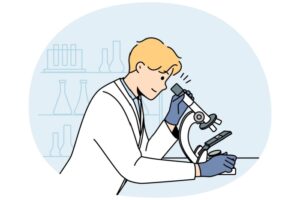 Illustrasjonsbilde av helsepersonell som benytter analyseverktøy på et laboratorium