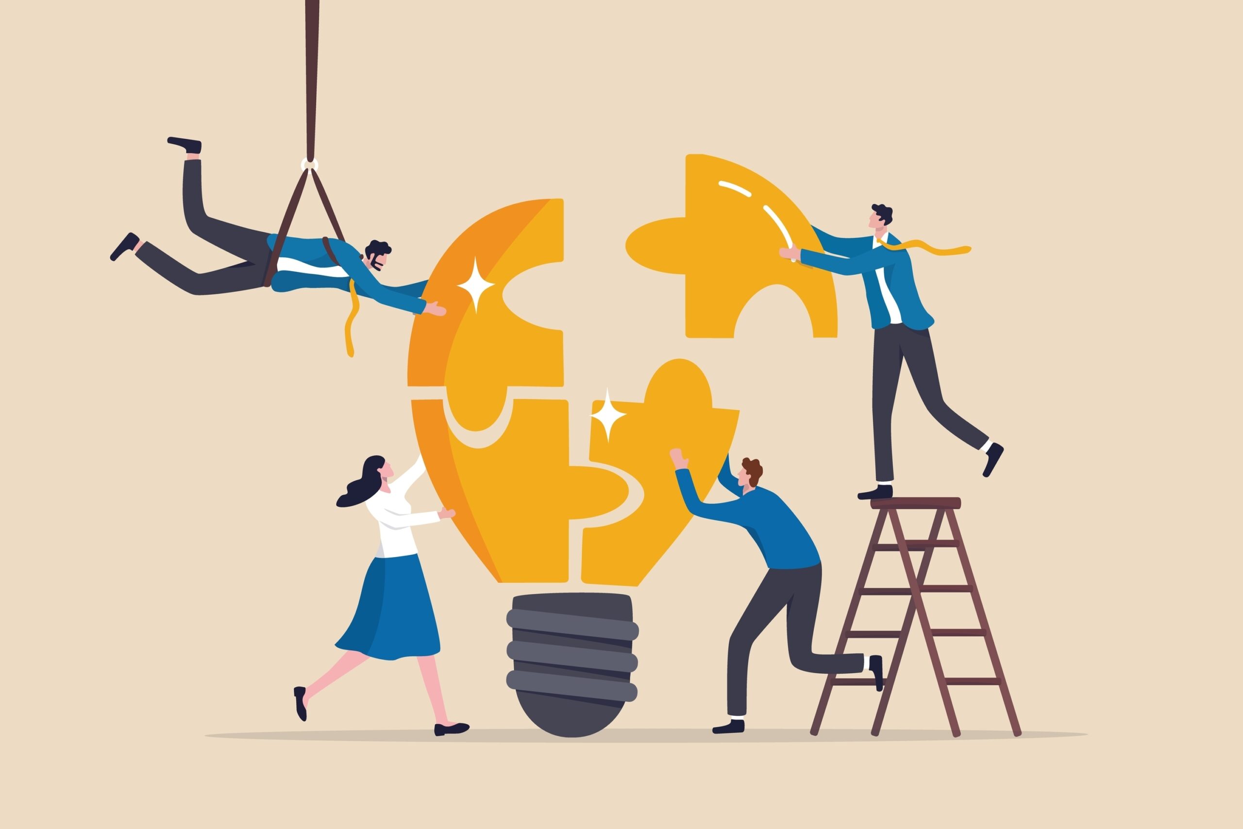 Team,Building,,Team,Collaboration,For,Business,Idea,,Teamwork,To,Solve Illustrasjon som forestiller team-building.