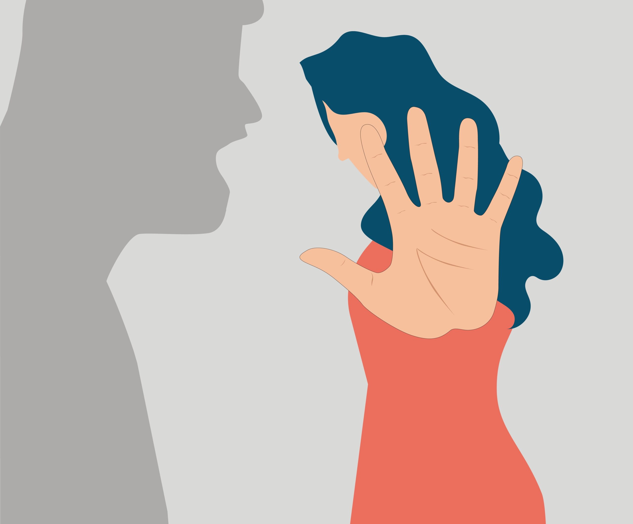 Man's,Shadow,Threatening,And,Blaming,An,Abused,Woman.,Female,Says illustrasjon som omhandler vold i nære relasjoner