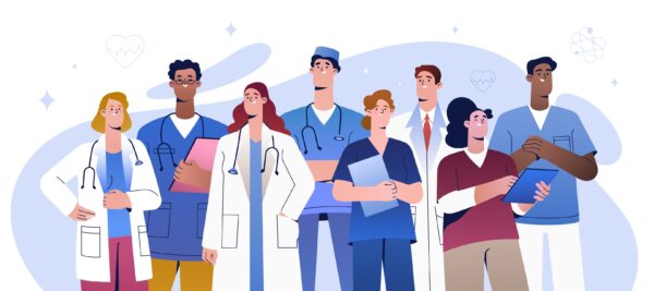 illustrasjon som viser til diverse helsepersonell
