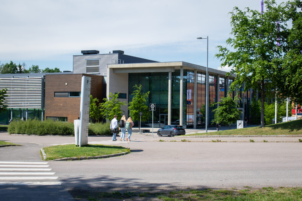 Foto: USN. På campus: Marcus Smedsrud, Stine Andreassen Skrøder og Henrikke Antonsen