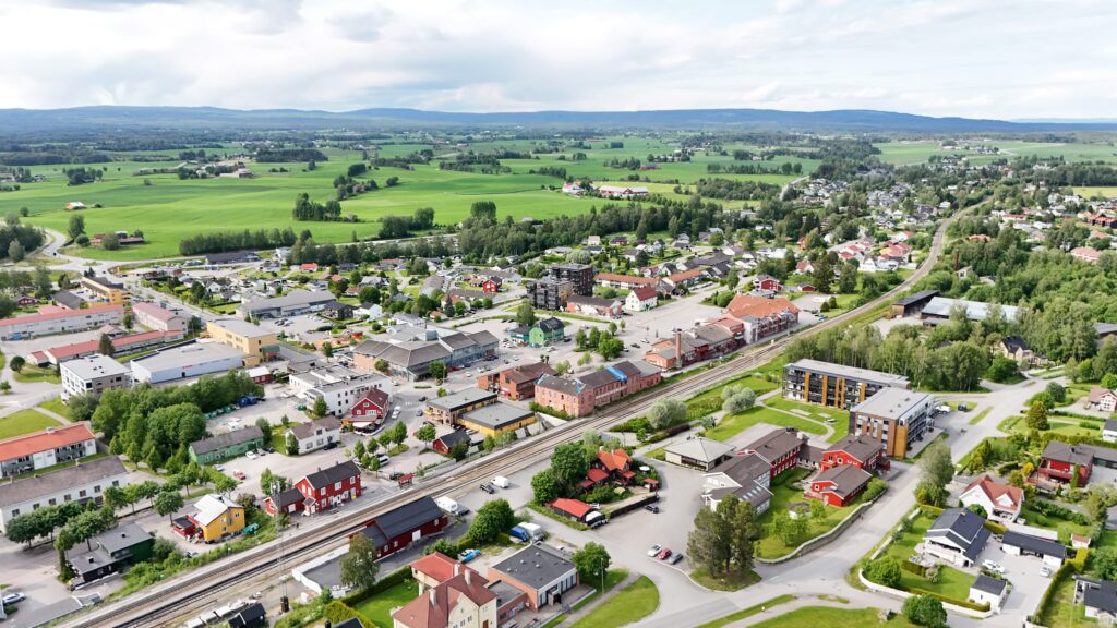 Flyfoto av Lunner kommune