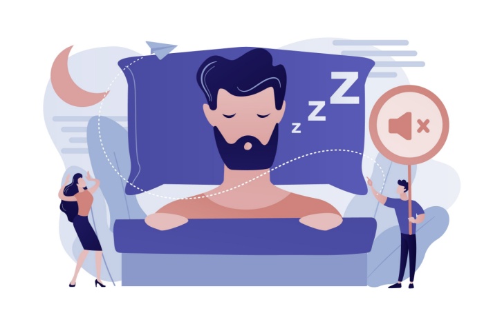 Illustrasjon av mann som sover, søvnutredning