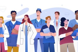 Illustrasjon av ulik type helsepersonell