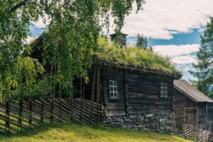 Eldre trehusbebyggelse på Valdresmusea.