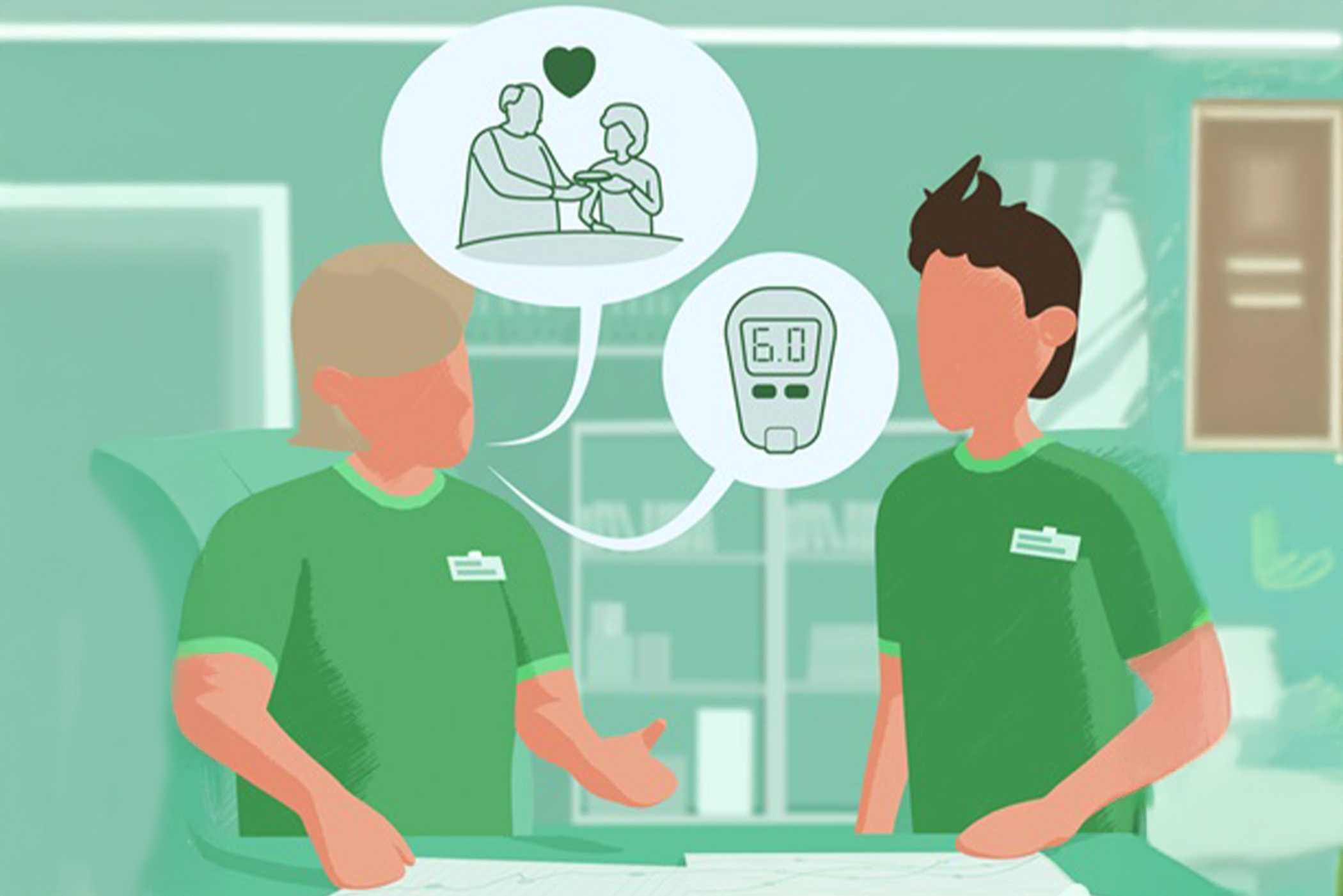 Illustrasjon av måling av blodsukker hos en pasient