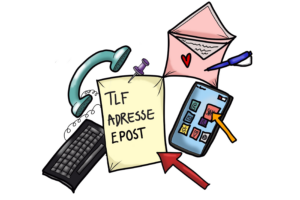 Illustrasjon fra lykketegning, som viser til kontaktinformasjon