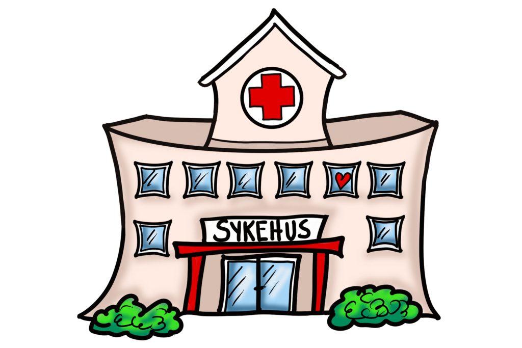 Illustrasjon av sykehusbygning