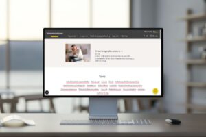 Illustrasjon av pc-skjerm med Kompetansebroen som bakgrunn