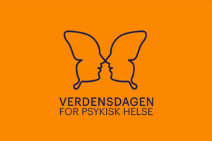 Illustrasjon som kan tolkes som at to menneskers ansikt står mot hverandre, og som også kan sees som en sommerfugl.